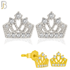 925-ES209 - Push Back - .925 Sterling Silver Crown Design Earring Stud with Clear Zircon image 0