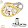 14-G23-DM11 - 14k Titanium Anchor with 14k Gold Top Pear Shaped CZ in Bezel Set Dermal  - Internally Threaded image 1