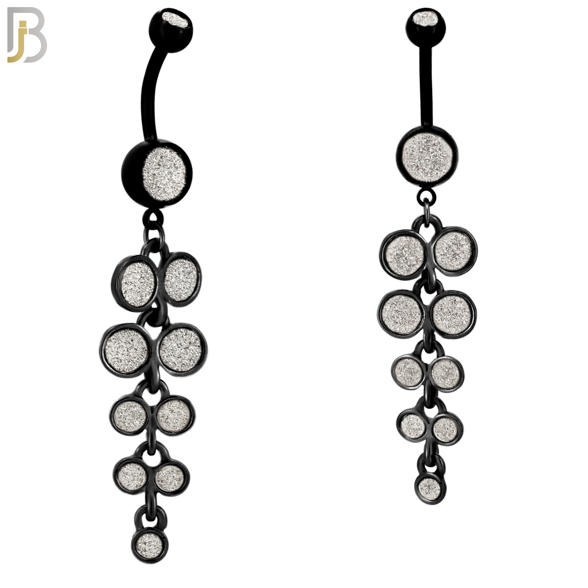 N001 - 316L Stainless Steel Dangling Grape Bunch Sandpaper Design Belly Ring with 4mm Screw Ball image 3