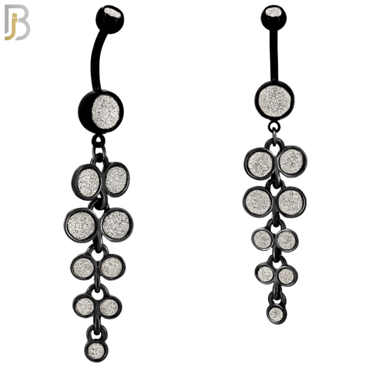 N001 - 316L Stainless Steel Dangling Grape Bunch Sandpaper Design Belly Ring with 4mm Screw Ball image 3