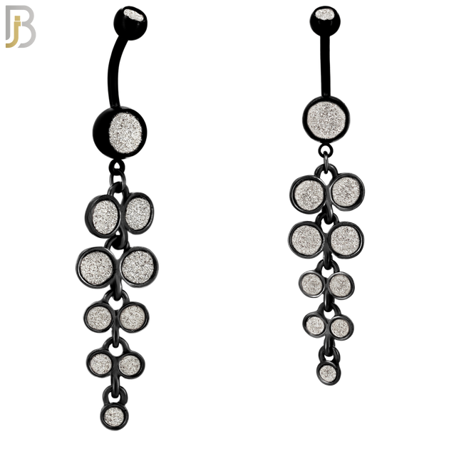 N001 - 316L Stainless Steel Dangling Grape Bunch Sandpaper Design Belly Ring with 4mm Screw Ball image 3