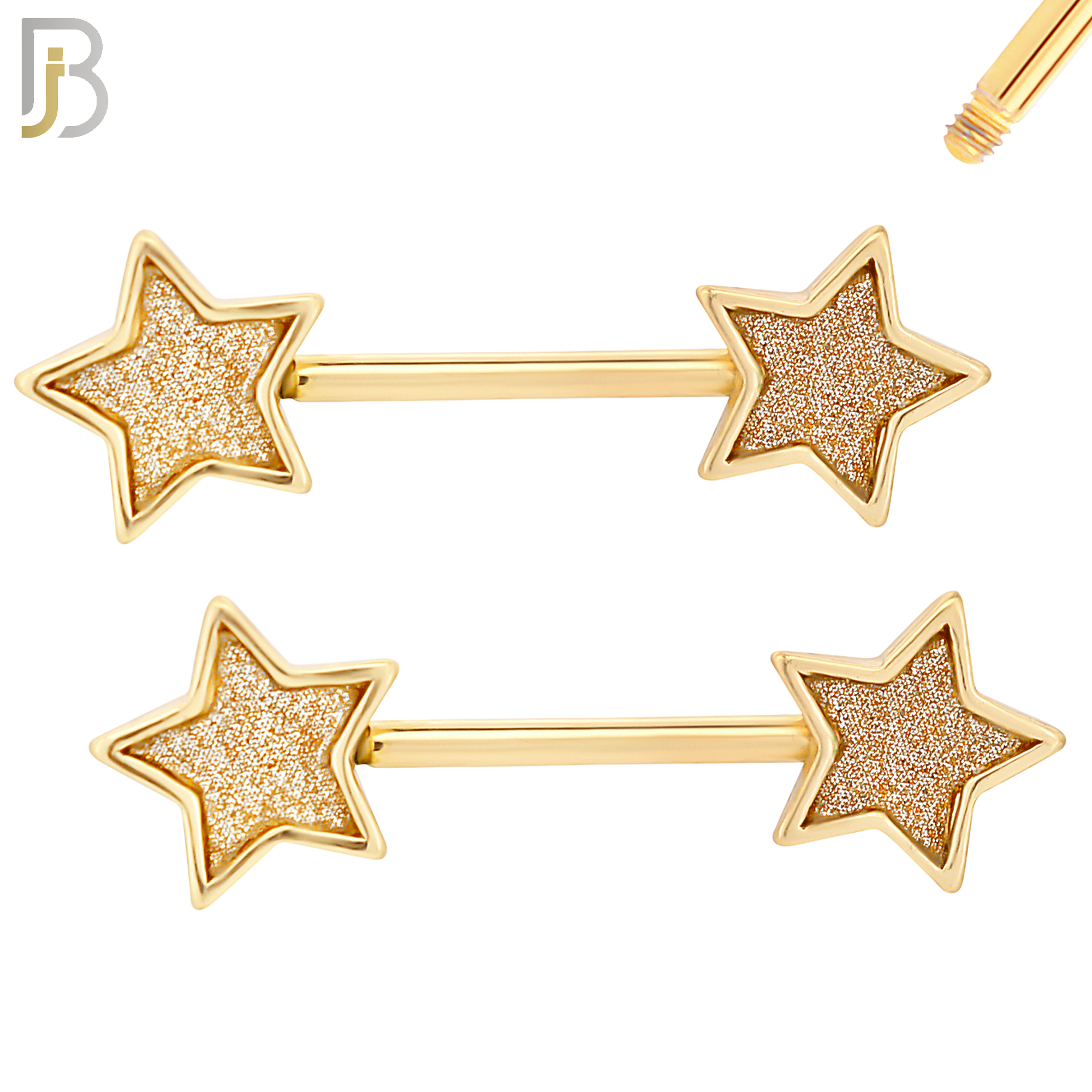 NP04 - 316L Surgical Steel Screw Sandpaper Star Nipple Ring Piercing image 2