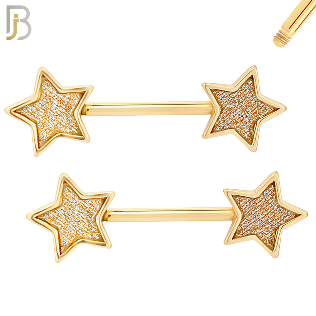 NP04 - 316L Surgical Steel Screw Sandpaper Star Nipple Ring Piercing image 2
