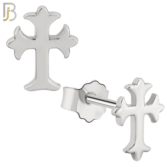 925-ES23 - .925 Sterling Silver Cross Design Earrings Studs image 1