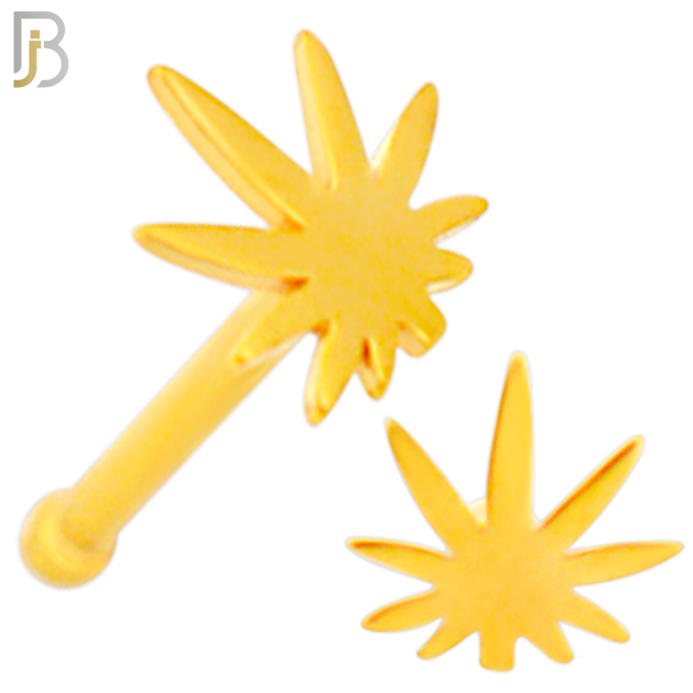 NR39B - 316L Surgical Steel Nose Bone Plain Pot Marijuana Leaf Design (PACK OF 6) image 2