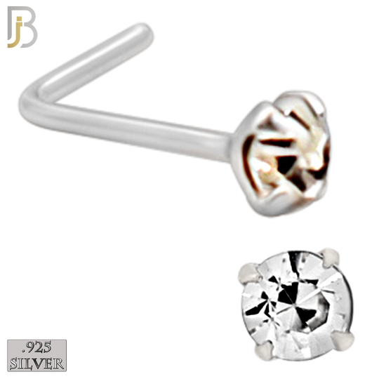 925-PK-NR10S-3C2 - Mixed of 2, 2.5, 3mm Clear CZ 22g Thickness 925 Sterling Silver Nose Studs, L-Shape Prong Set Packages Pack of 120. image 3