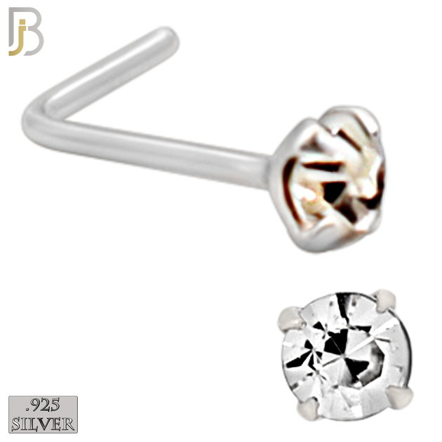 925-PK-NR10S-3C2 - Mixed of 2, 2.5, 3mm Clear CZ 22g Thickness 925 Sterling Silver Nose Studs, L-Shape Prong Set Packages Pack of 120. image 3