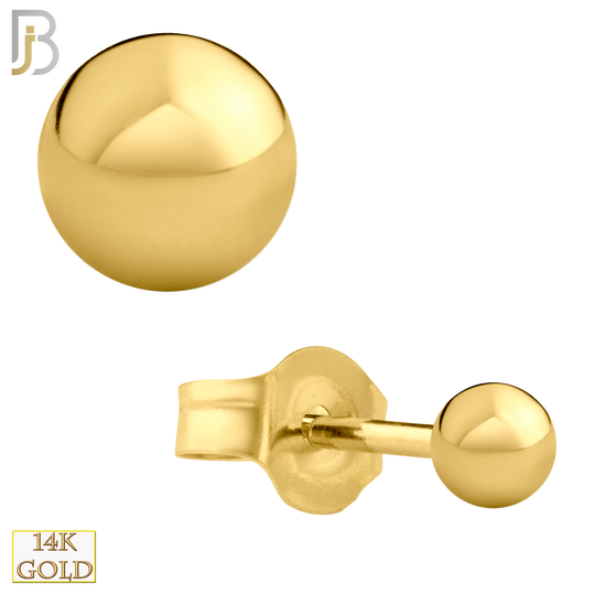 14-ES102Y - 14k Yellow Gold Push Back Plain Ball Stud Earrings image 1