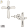 925-ES67 - .925 Sterling Silver Cross Design  Bezel Zircon Earring Stud image 1