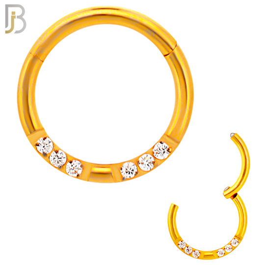 CT126 - 316 Surgical Steel 6 CZ Hinged Hoop (Pack of 6) image 2