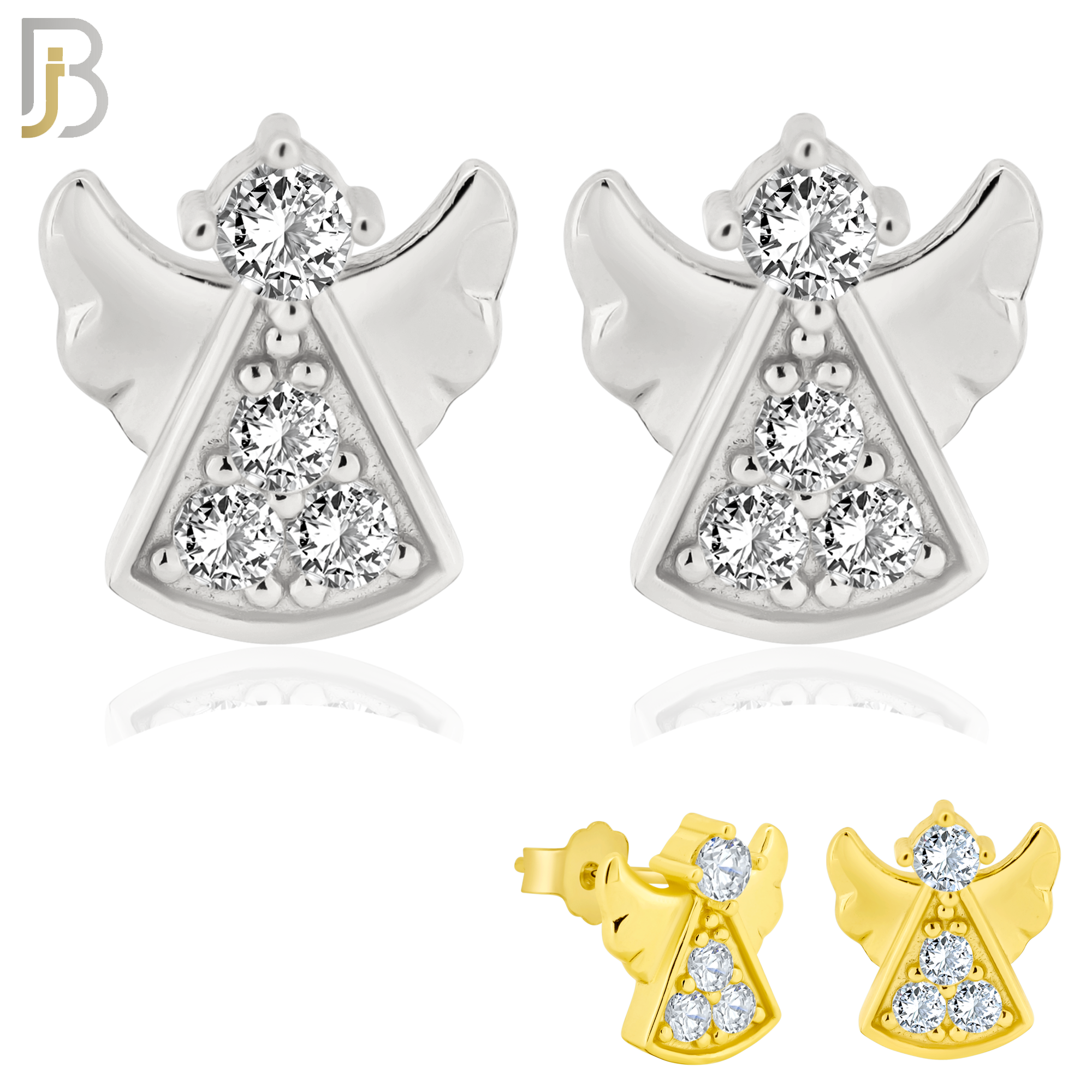 925-ES233 – .925 Sterling Silver Angel Design Earring Stud with Zircon image 0