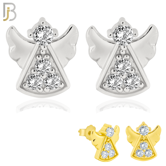 925-ES233 – .925 Sterling Silver Angel Design Earring Stud with Zircon image 0