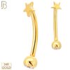 14-EC18 - 14k Yellow Gold Star Eyebrow Barbell Externally Threaded Screw image