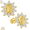 14-ES101 - 14k Yellow Gold Virgin Mary Design with Single Prong Set Zircon Screw Back Stud Earring image 0