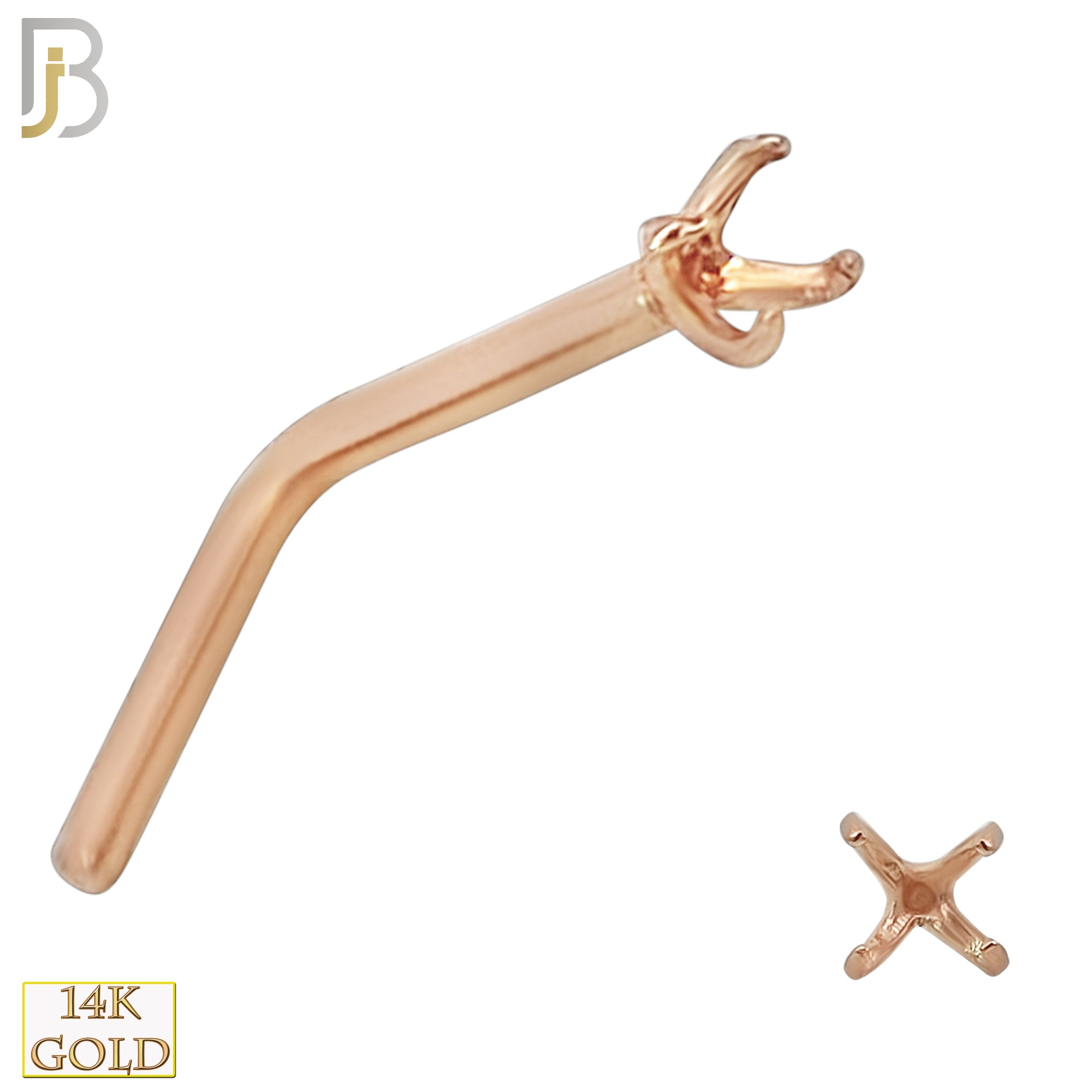 14-NR10R-20 - 20g Thickness 14k Solid Rose Gold Prong Setting L-Shape Mounting Only image 2