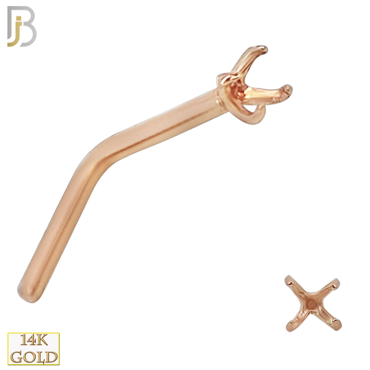14-NR10R-20 - 20g Thickness 14k Solid Rose Gold Prong Setting L-Shape Mounting Only image 2