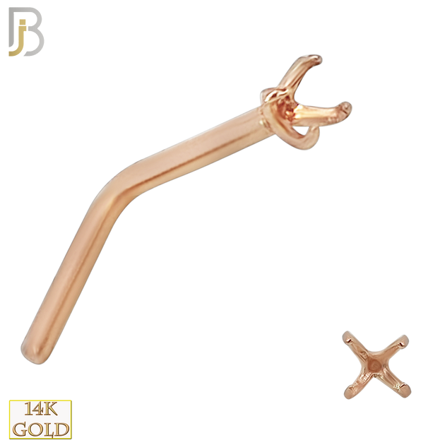 14-NR10R-20 - 20g Thickness 14k Solid Rose Gold Prong Setting L-Shape Mounting Only image 2