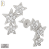 925-ES242 – .925 Sterling Silver Three Stars with Zircon Design Earring Stud image 1