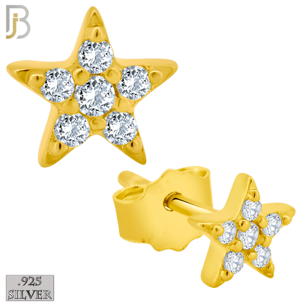925-ES419 - Push Back - 925 Sterling Silver 5mm Star with Multi CZ Stud Earrings image 1