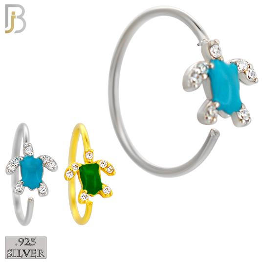 925-CT134 - 925 Silver Nose Turtle Nose Hoops with Enamel  - (Pack of 6) image 0