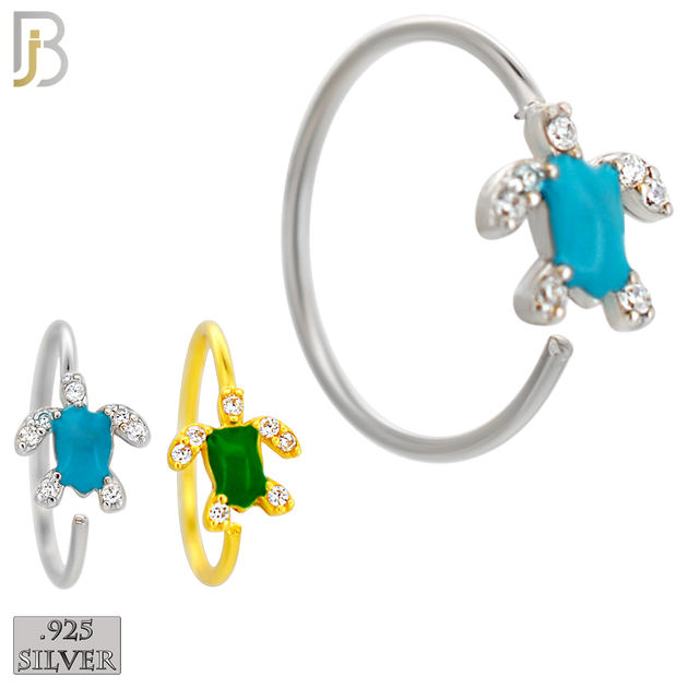 925-CT134 - 925 Silver Nose Turtle Nose Hoops with Enamel  - (Pack of 6) image 0