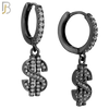 ES167 - 316L Stainless Steel Dangling Dollar Sign Zircon Design Huggies Clip On image 2