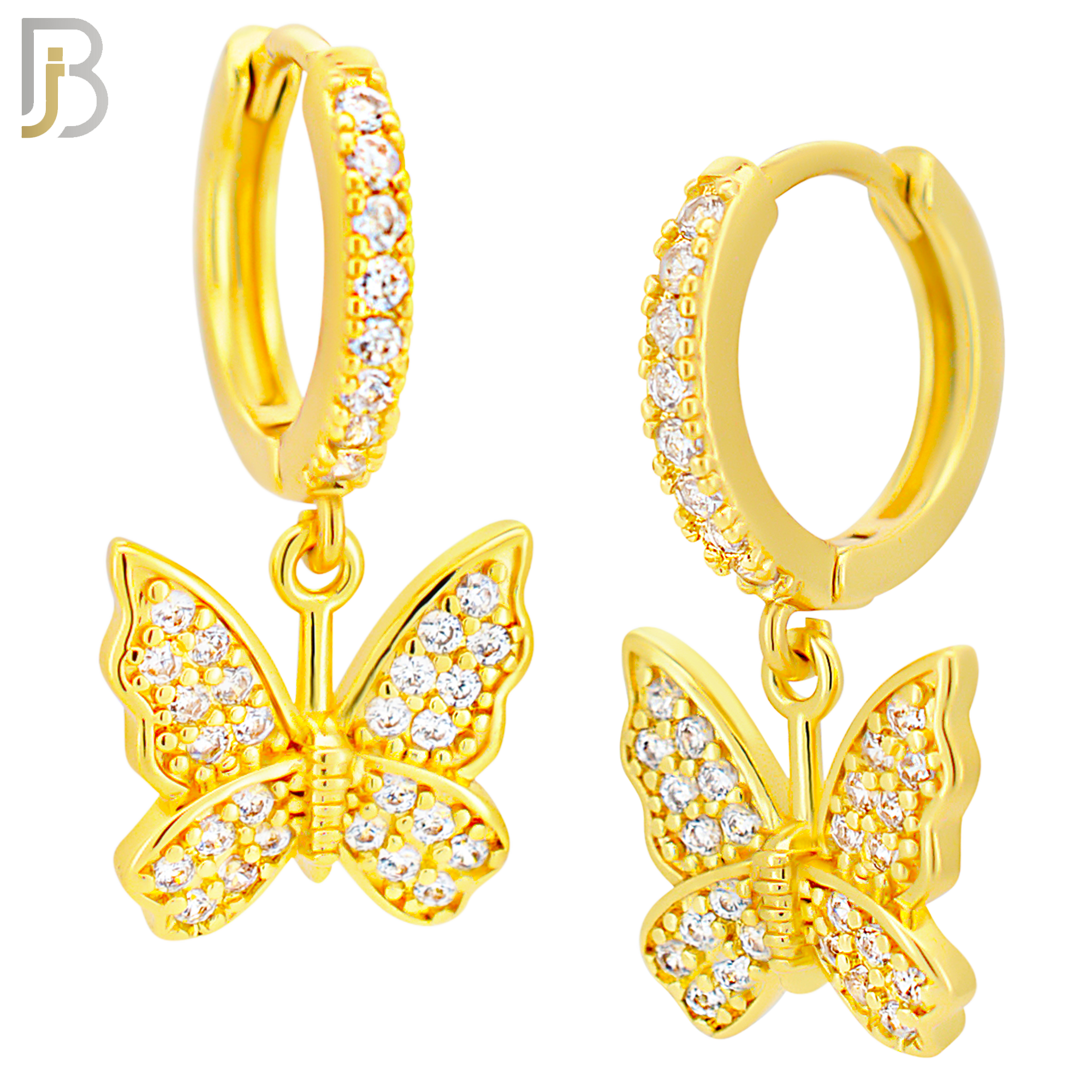 ES307 - 316L Stainless Steel Dangling Butterfly with Zircon Design Huggies Clip On image 2