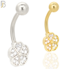 NB07 - 316L Stainless Steel 5 Petal Flower Zircon  Banana Belly Navel Ring image 0