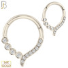 14-CT68 - 14K Yellow Gold 18g Thickness Hinged Hoops with Multi Zircon image 1