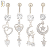 PK-N004 - 316L Surgical Steel Different Designs Dangle Belly Rings - Pack of 16 image 1