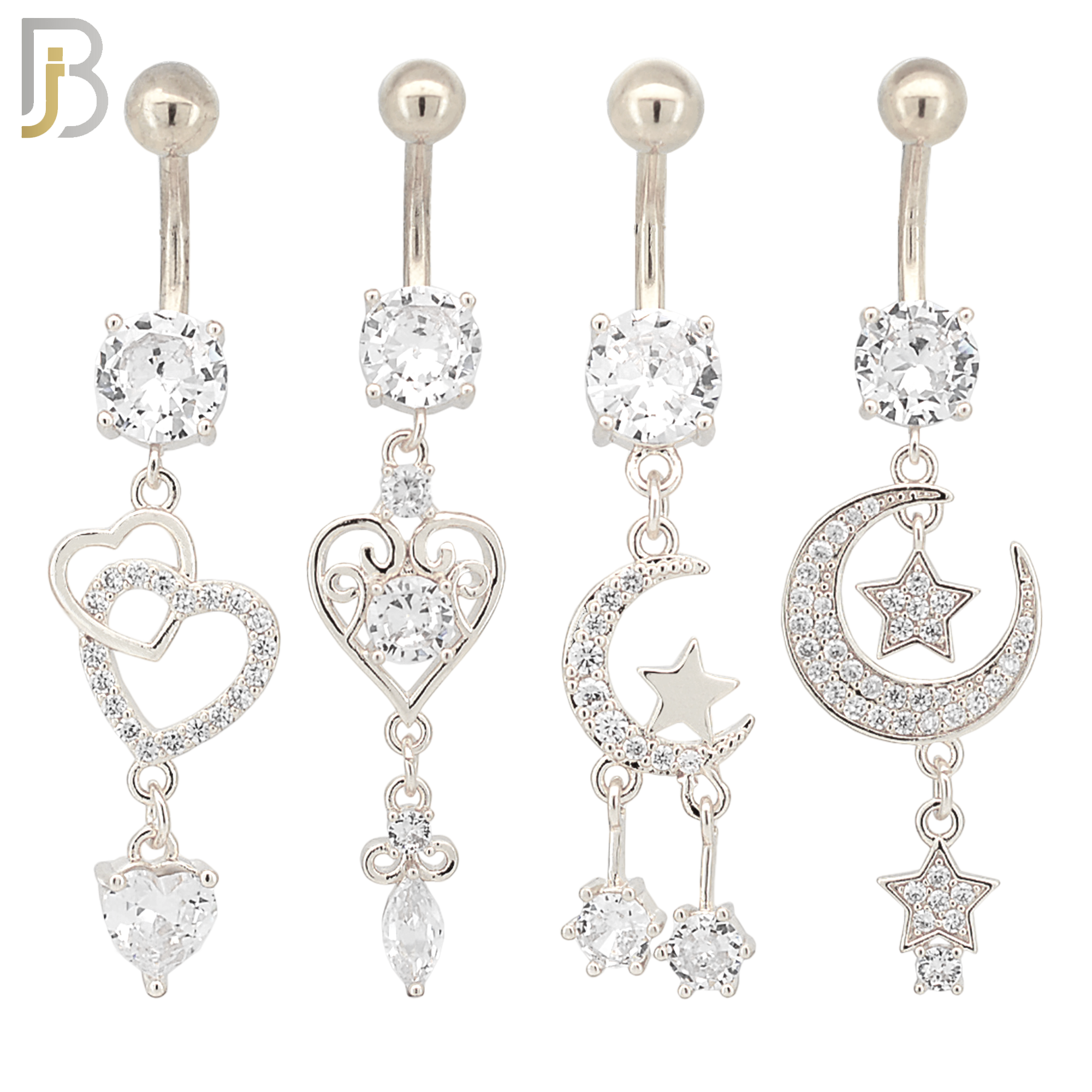 PK-N004 - 316L Surgical Steel Different Designs Dangle Belly Rings - Pack of 16 image 1