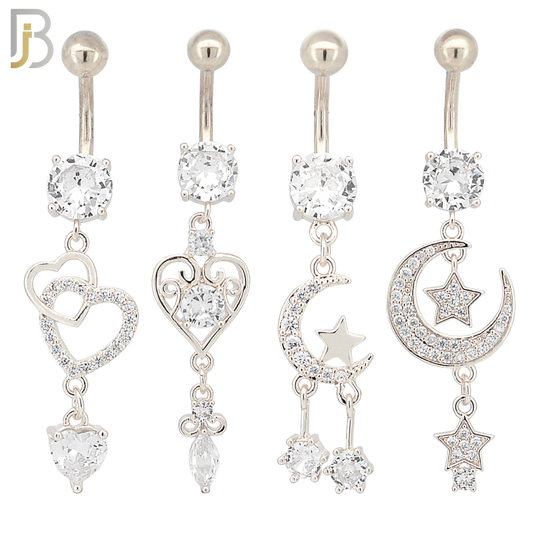 PK-N004 - 316L Surgical Steel Different Designs Dangle Belly Rings - Pack of 16 image 1