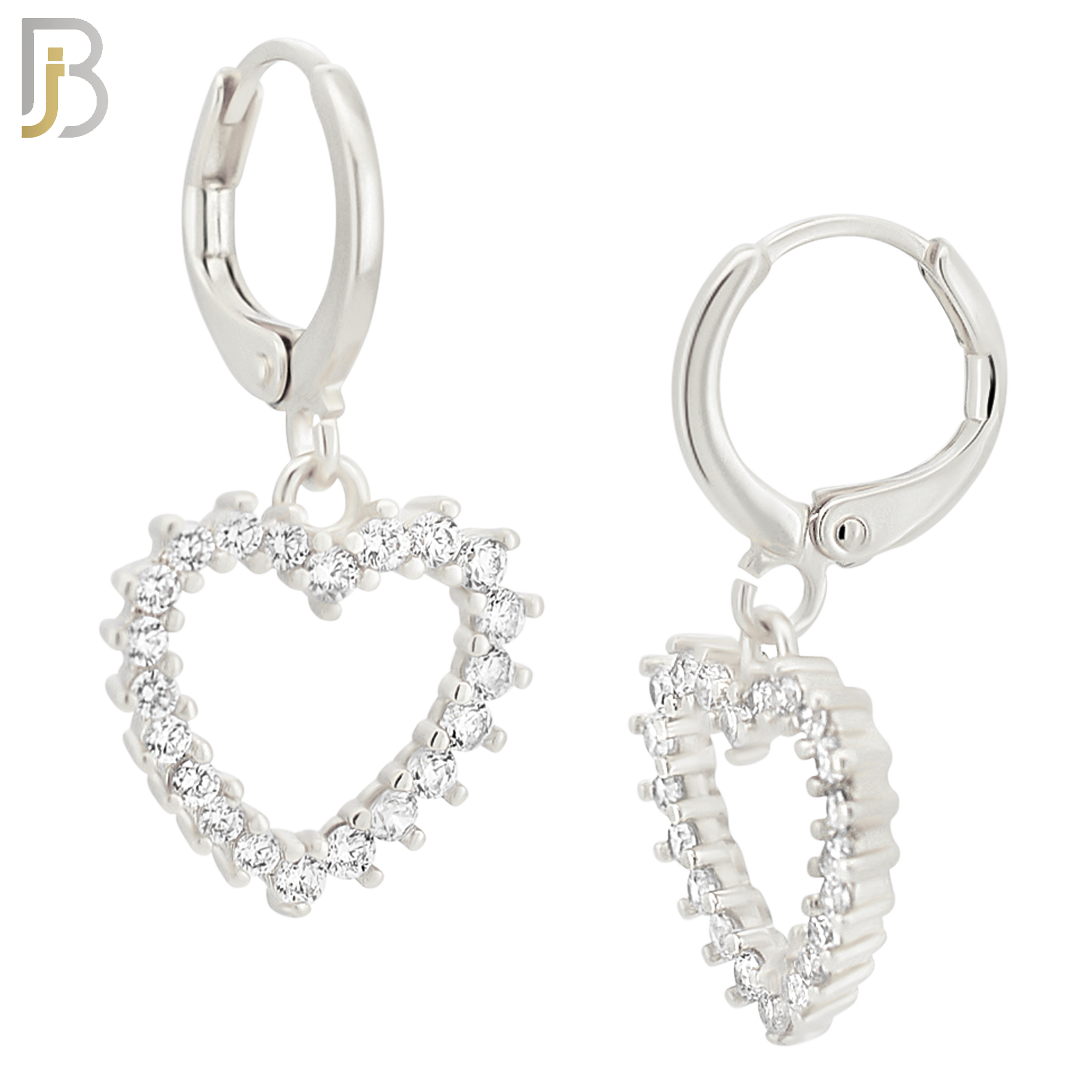 ES100 - 316L Stainless Steel Dangling Heart Hollow with Zircon Huggies Clip On image 1