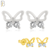 925-ES144 - .925 Sterling Silver Hollow Butterfly Design with Zircon Design Earring Stud image 0