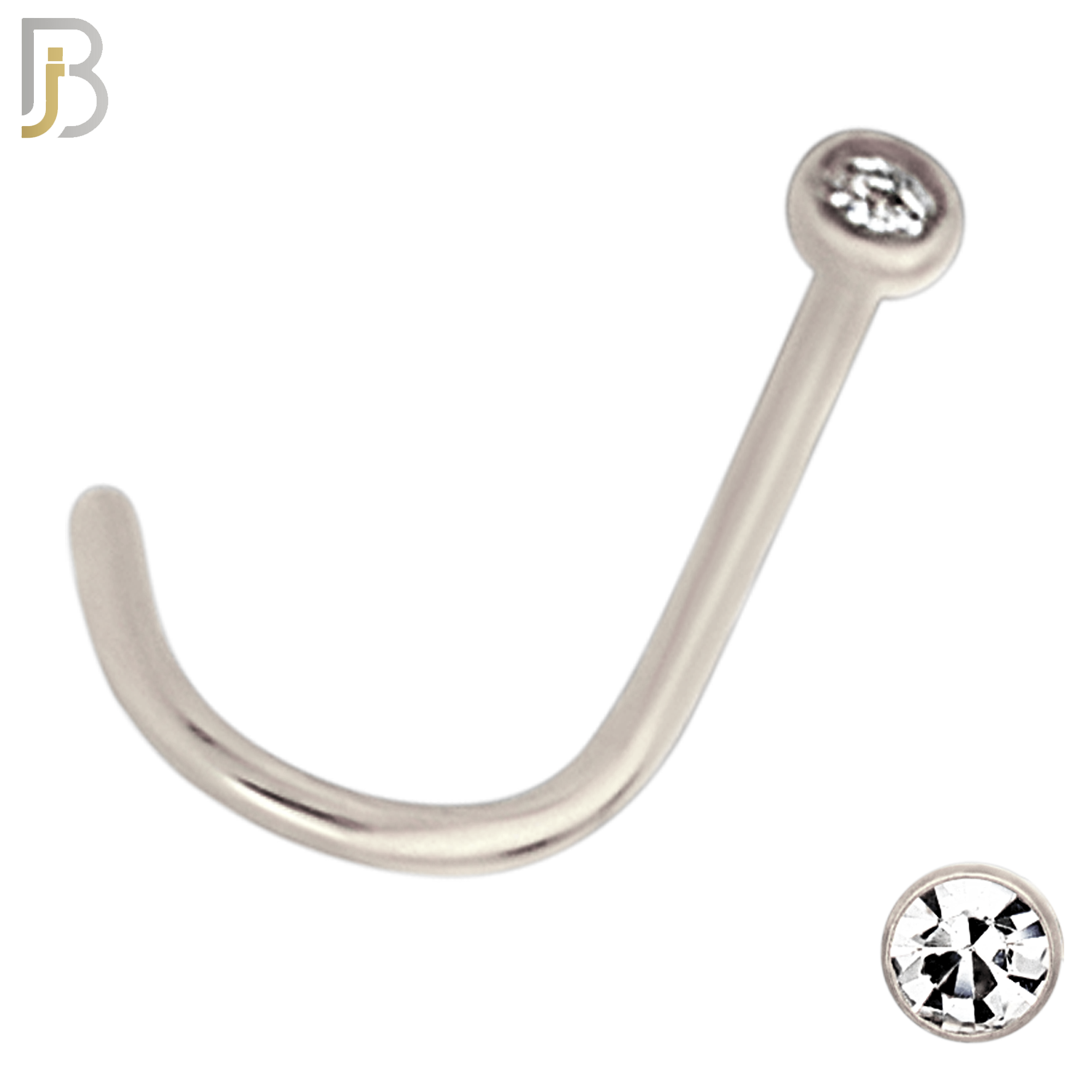 NR36CS - 316L Surgical Steel Nose Screw Bezel Setting Round Clear Zircon (PACK OF 6) image 2