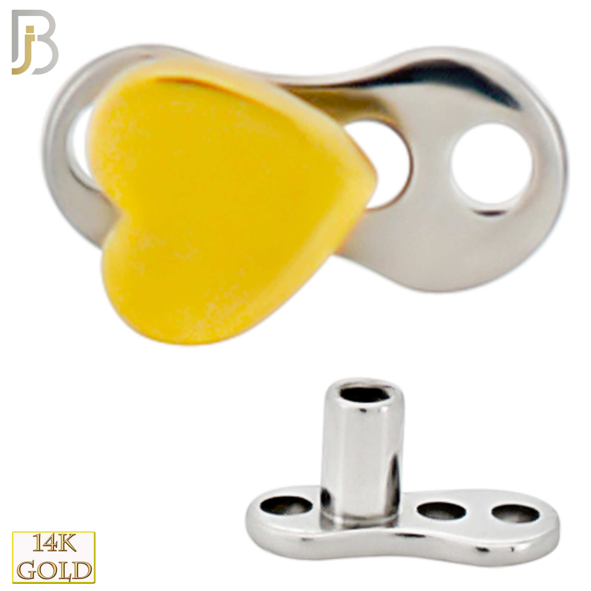 14-G23-DM10 - 14k Titanium Anchor with 14k Gold Top Plain Heart Dermal - Internally Threaded image 1