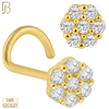 14-NR33C- 14K Solid Gold Round Shaped Flower Design with CZ Nose Screw - Yellow Gold image