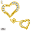 925-ES139 - .925 Sterling Silver Hollow Heart Design with Zircon Design Earring Stud image 2