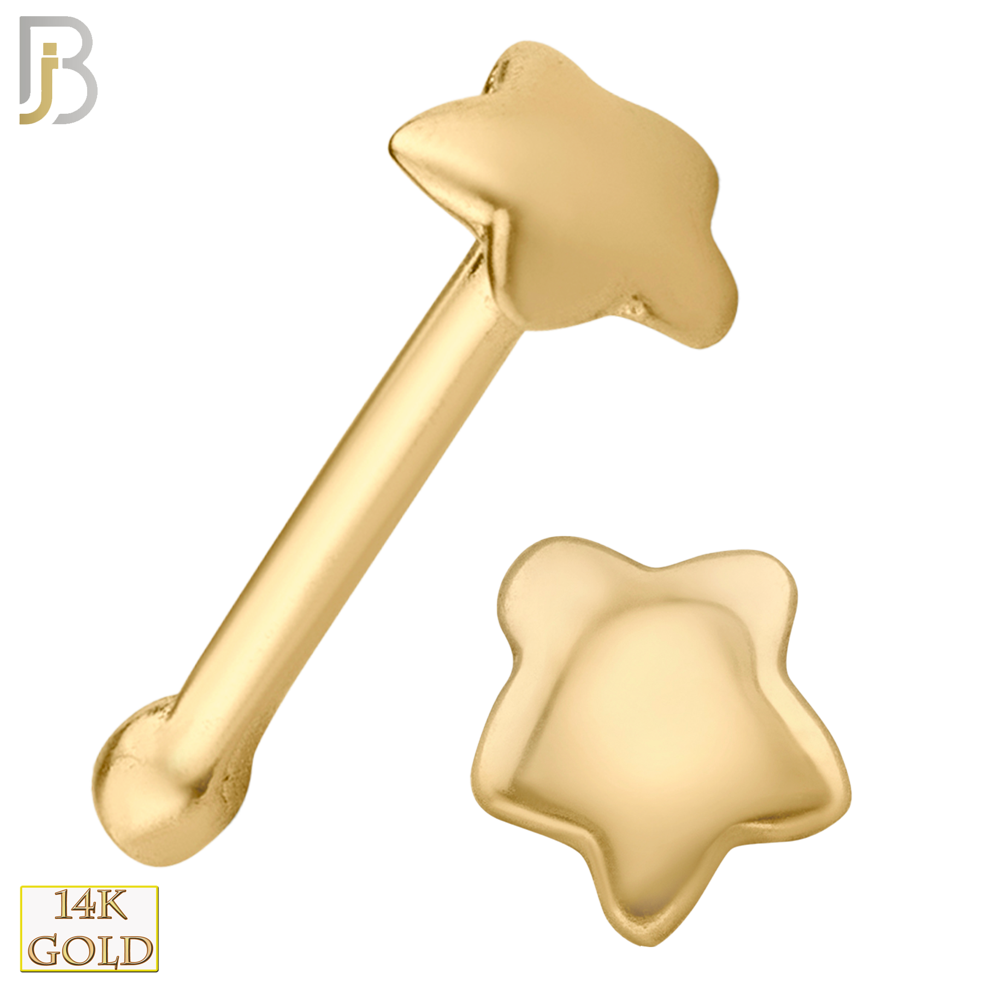 14-NR18BY - 14k Solid Gold Nose Bone Curved Star  Design image 0