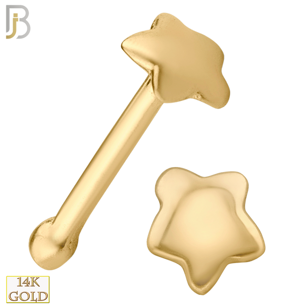 14-NR18BY - 14k Solid Gold Nose Bone Curved Star  Design image 0