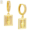 ES493 - 316L Stainless Steel Dangling Miraculous  Rectangular Huggies Earrings image 2