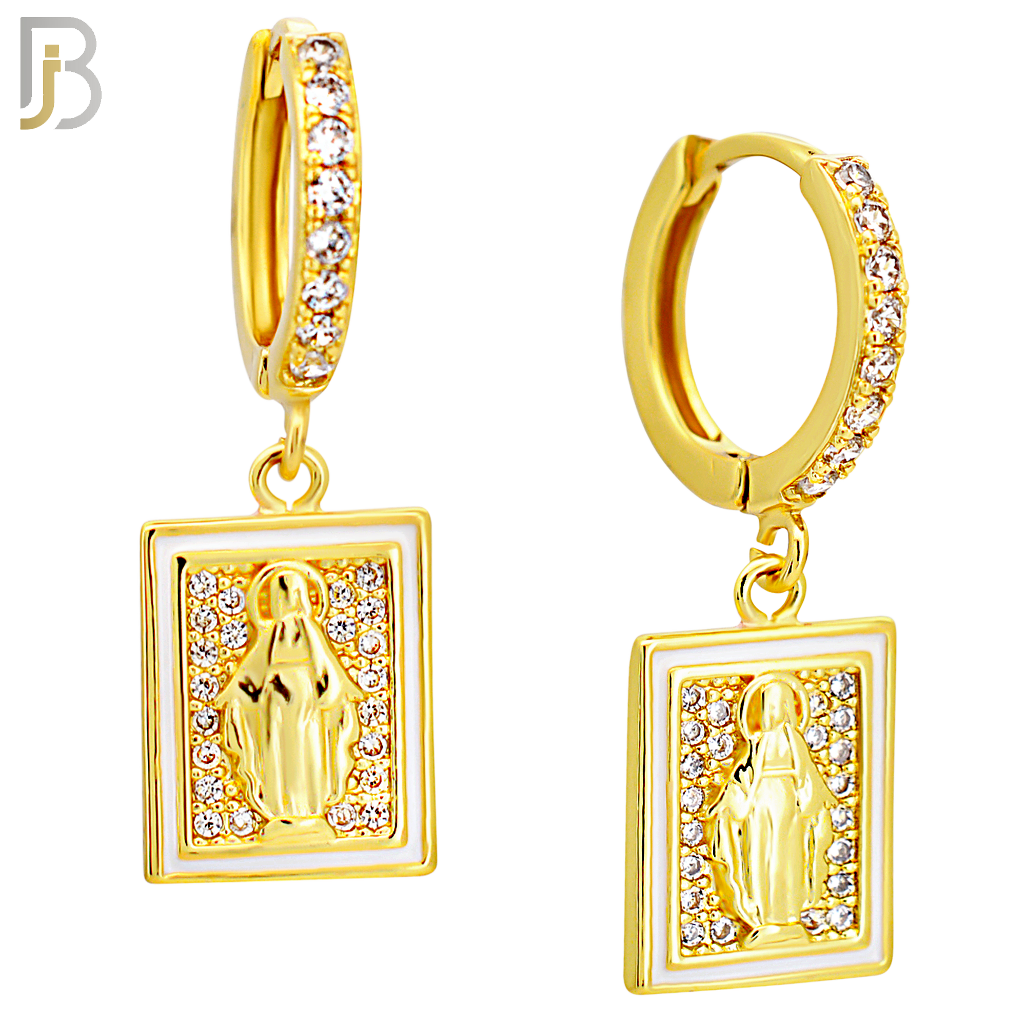 ES493 - 316L Stainless Steel Dangling Miraculous  Rectangular Huggies Earrings image 2