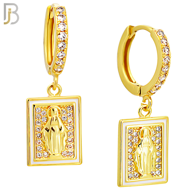 ES493 - 316L Stainless Steel Dangling Miraculous  Rectangular Huggies Earrings image 2