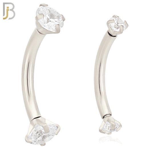 EC04SC - 316L Surgical Steel Curved Prong Setting Zircon Internally Threaded (PACK OF 6) image 0