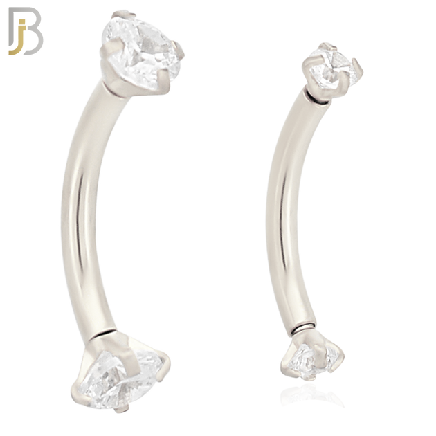 EC04SC - 316L Surgical Steel Curved Prong Setting Zircon Internally Threaded (PACK OF 6) image 0