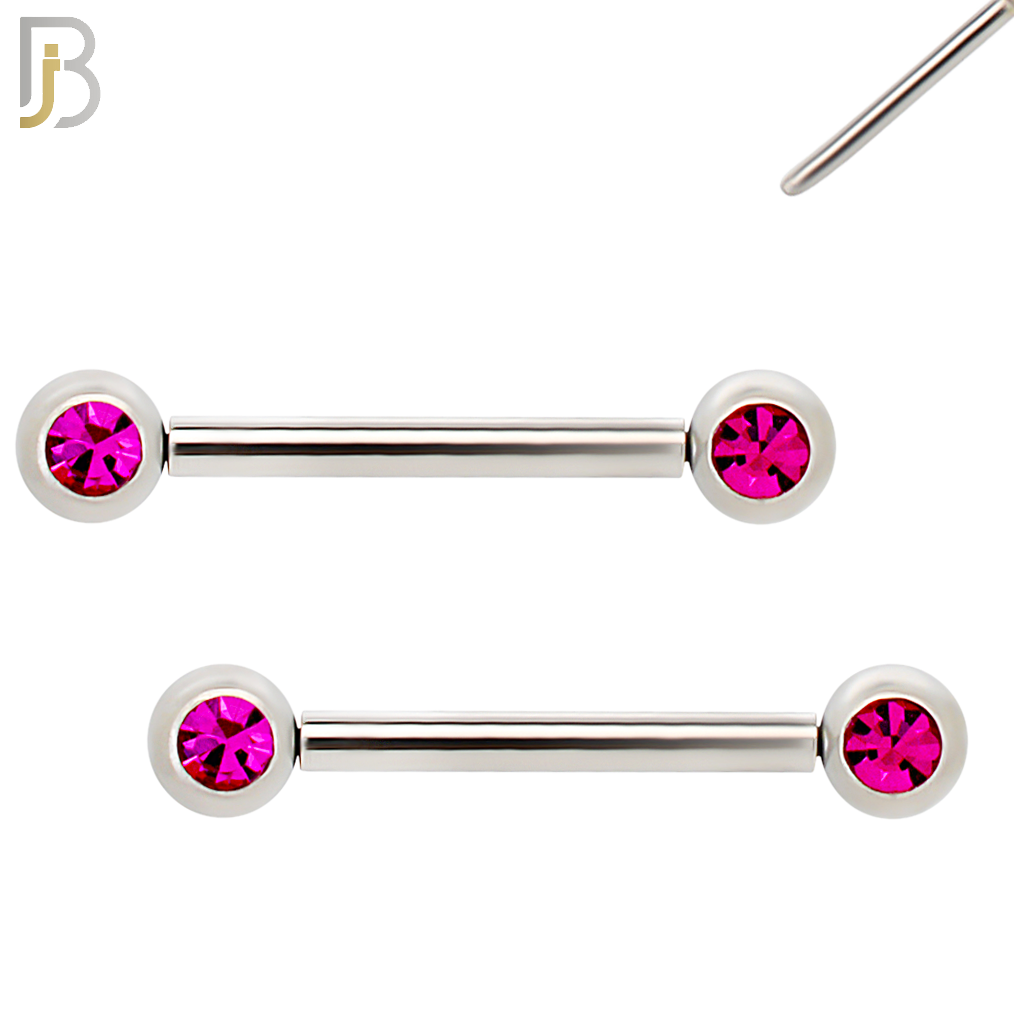 NP16S - 316L Surgical Steel  Push In Round Bezel Zircon Nipple Ring Piercing image 4