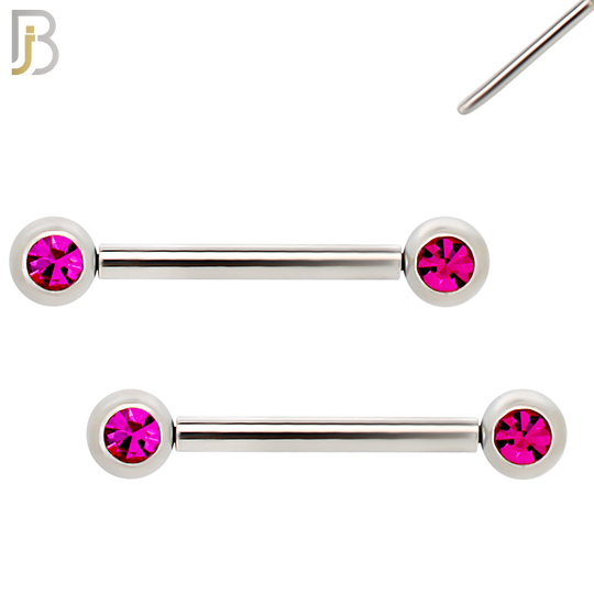 NP16S - 316L Surgical Steel  Push In Round Bezel Zircon Nipple Ring Piercing image 4