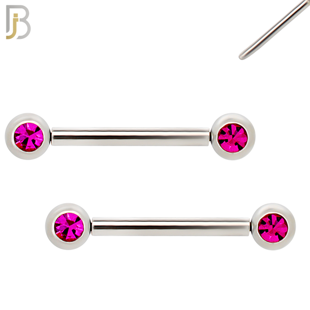 NP16S - 316L Surgical Steel  Push In Round Bezel Zircon Nipple Ring Piercing image 4