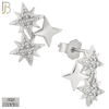 ES253 - .925 Sterling Silver Triple  Starburst with Zircon Design Earring Stud image 1