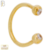 14-HS05YC - 14k Solid Gold Horseshoe Plain with Zircon Design External Threaded Screw image 0